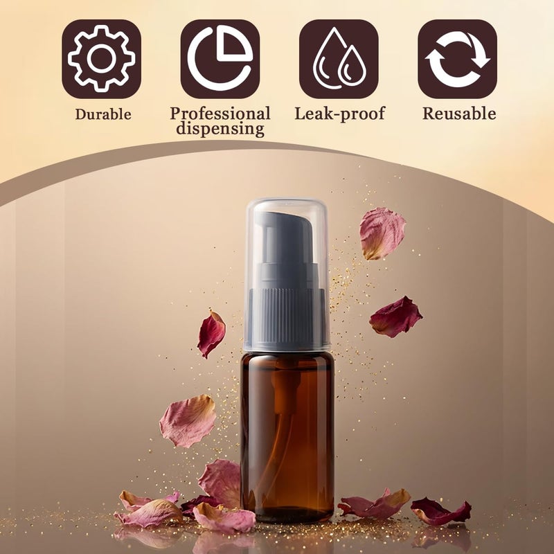 SYBL 6Pcs 30ml/1oz Empty Refillable Plastic Lotion Pump Bottles Portable Cosmetic Makeup Sample Storage container Vial Pot For Shower Gel Shampoo Toiletries Liquid(Brown) - Image 5